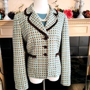 Focus 2000 3  ButtonTweed Blazer Jacket 14 Pockets Trim Multicolor Lined